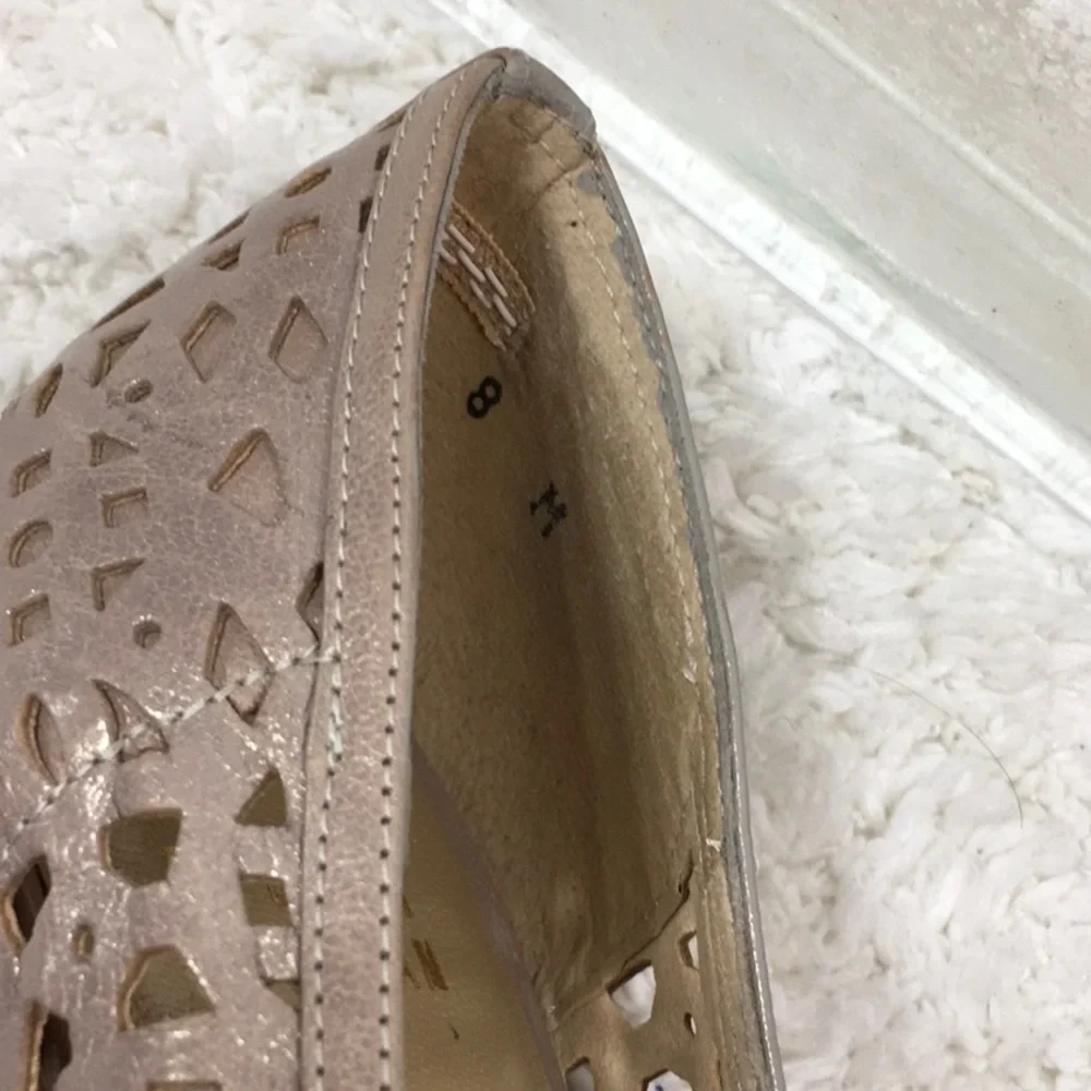 Stuart Weitzman laser cut leather platform heels